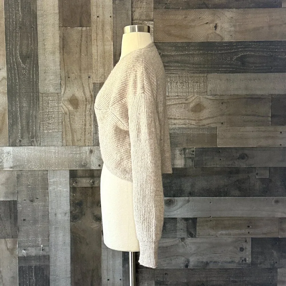 Lulu's cream wrap crop top sweater xsmall festival boho chic granola earth girl